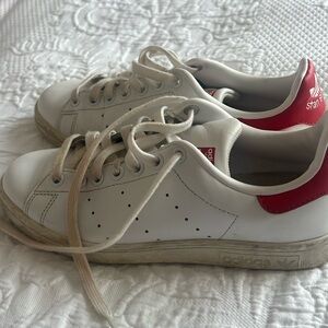 Women’s adidas superstar Sam smith shoes. White with red trim